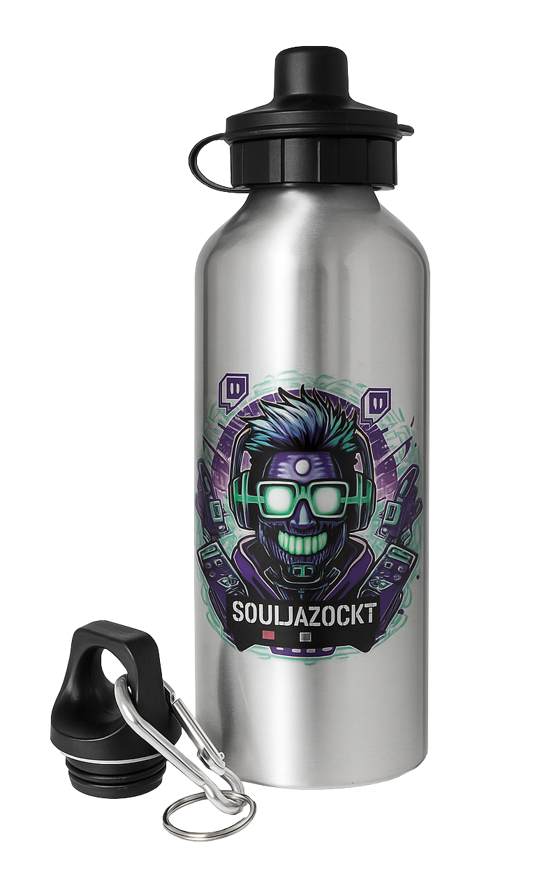 Souljazockt Premium Trinkflasche 600 ml Aluminium